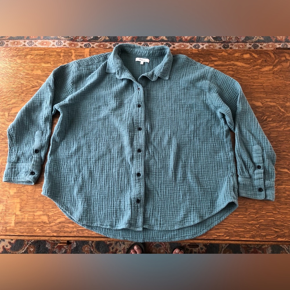 Madewell Teal Cotton Button-down Shirt Women’s Large